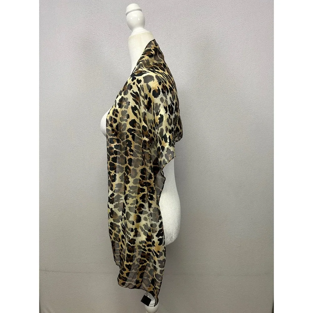 Mob Wife Glam Lane Bryant Accents Womens OS Brown Leopard Print Sheer Scarf